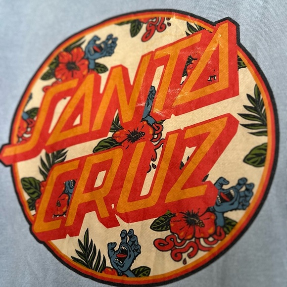 Vintage 90s Santa Cruz Skate Shop Sz:XL Hibiscus Zombie Hand Gray Hoodie. - Picture 1 of 12